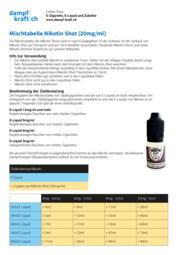 Mischtabelle Nikotin Shot